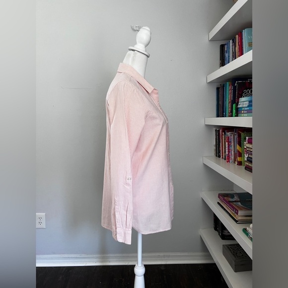 Barbour Beachfront Pink Stripe Button Front Linen & Cotton Shirt size 8 - Picture 10 of 14